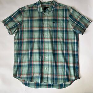 Hurley Men's Casual Plaid Shirt - Green, Blue, and Red